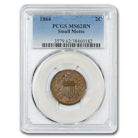 1864 Two Cent Piece MS-62 PCGS (Brown, Small Motto) 1864 Two Cent Piece MS-62 PCGS (Brown, Small Motto)